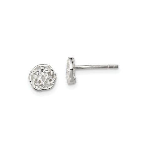 Sterling Silver Celtic Knot Stud Earrings with Openwork Round Design for Women