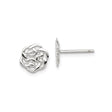 Sterling Silver Rose Stud Earrings with Openwork Floral Design for Women
