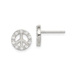 Sterling Silver Peace Symbol Earrings with Cubic Zirconia, Boho Spiritual Circle Studs for Women