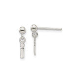 Sterling Silver Dangle Stud Earrings, Minimalist Bar and Circle Drop Design for Women