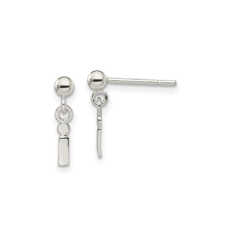 Sterling Silver Dangle Stud Earrings, Minimalist Bar and Circle Drop Design for Women