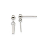 Sterling Silver Bar Stud Earrings, Minimalist Linear Drop Design, Contemporary Geometric Style
