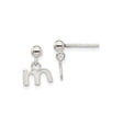 Sterling Silver Initial Stud Earrings with Dangling Lowercase M Charm, Minimalist Monogram Style