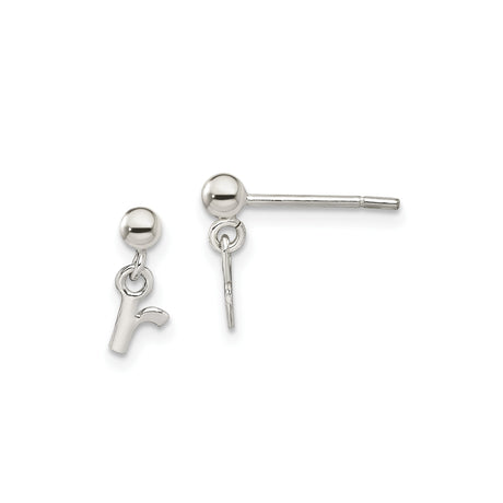 Sterling Silver Dangling Lowercase R Initial Earrings, Custom Alphabet Studs for Women or Girls