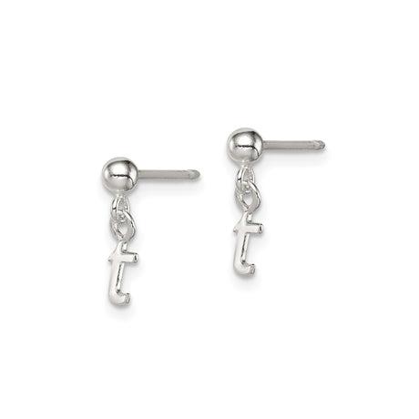 Sterling Silver Letter T Stud Earrings Monogram Dainty