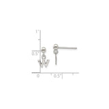 Sterling Silver Letter W Dangle Stud Earrings with Polished Ball Charm, Minimalist Alphabet Design