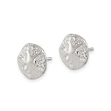 Sterling Silver Sand Dollar Stud Earrings, Textured Cutout Ocean Design, Nautical Coastal Theme