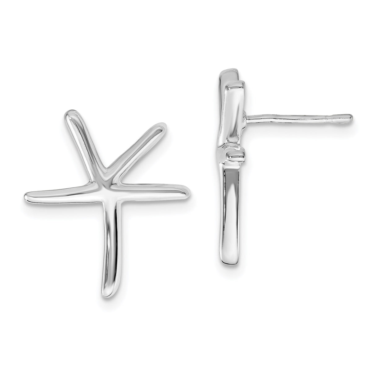 Sterling Silver Starburst Stud Earrings, Abstract Cross Celestial Design for Women