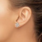 Sterling Silver Snowflake Stud Earrings with Cubic Zirconia, Winter Holiday Theme