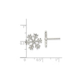 Sterling Silver Snowflake Stud Earrings with Cubic Zirconia, Winter Holiday Theme