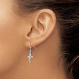 Sterling Silver Dangle Cross Earrings with Infinity Loop Design and Mirror Finish