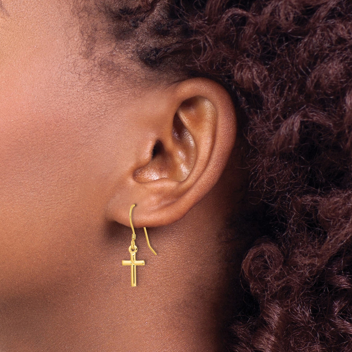 Sterling Silver Cross Pendant, Gold Plated with Polished Finish, Minimalist Religious Design