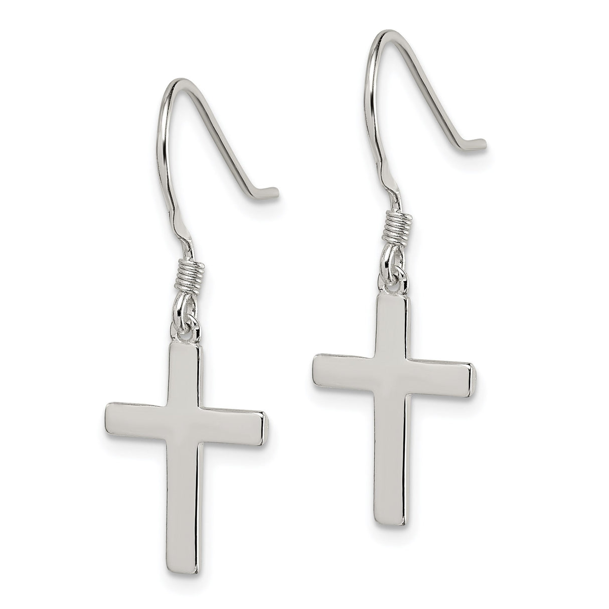 Sterling Silver Cross Dangle Earrings with Minimalist Hook Design, Unisex Faith Jewelry