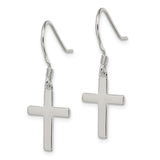 Sterling Silver Cross Dangle Earrings with Minimalist Hook Design, Unisex Faith Jewelry