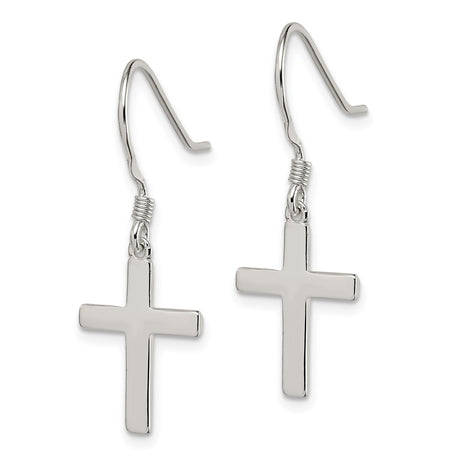Sterling Silver Cross Dangle Earrings with Minimalist Hook Design, Unisex Faith Jewelry