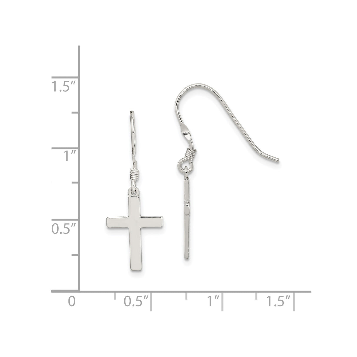 Sterling Silver Cross Dangle Earrings with Minimalist Hook Design, Unisex Faith Jewelry