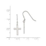 Sterling Silver Cross Dangle Earrings with Minimalist Hook Design, Unisex Faith Jewelry