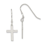 Sterling Silver Cross Dangle Earrings with Minimalist Hook Design, Unisex Faith Jewelry