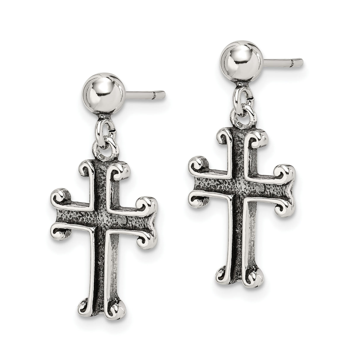 Sterling Silver Cross Pendant with Oxidized Finish and Vintage Textured Design