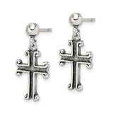 Sterling Silver Cross Pendant with Oxidized Finish and Vintage Textured Design