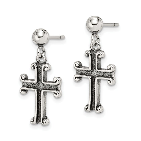 Sterling Silver Cross Pendant with Oxidized Finish and Vintage Textured Design