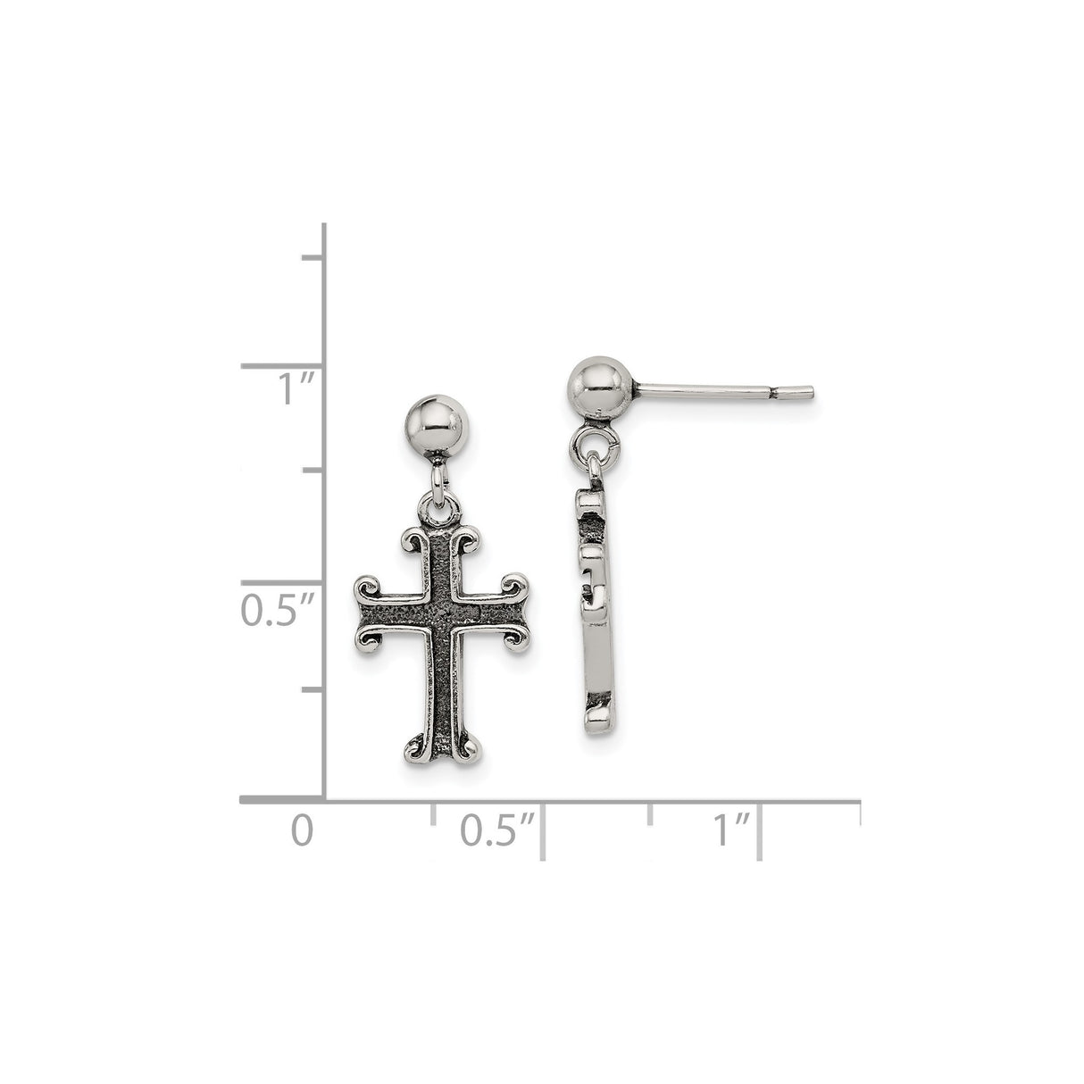 Sterling Silver Cross Pendant with Oxidized Finish and Vintage Textured Design