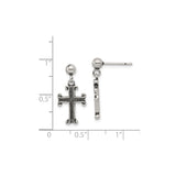 Sterling Silver Cross Pendant with Oxidized Finish and Vintage Textured Design