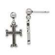 Sterling Silver Cross Pendant with Oxidized Finish and Vintage Textured Design