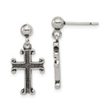 Sterling Silver Cross Pendant with Oxidized Finish and Vintage Textured Design