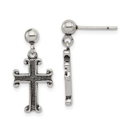 Sterling Silver Cross Pendant with Oxidized Finish and Vintage Textured Design