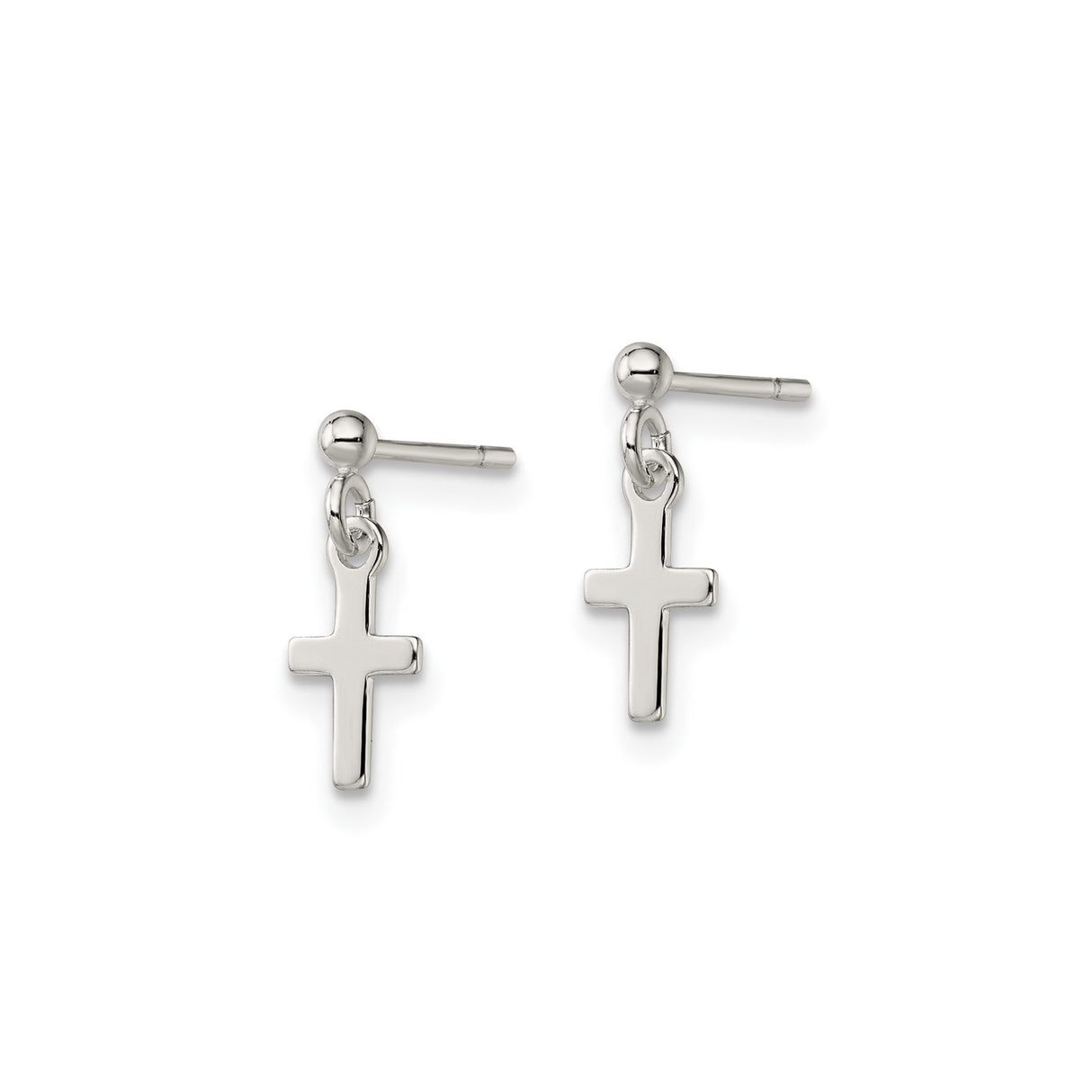 Sterling Silver Cross Pendant, Polished Latin Cross Charm, Modern Religious Jewelry for Men and Women