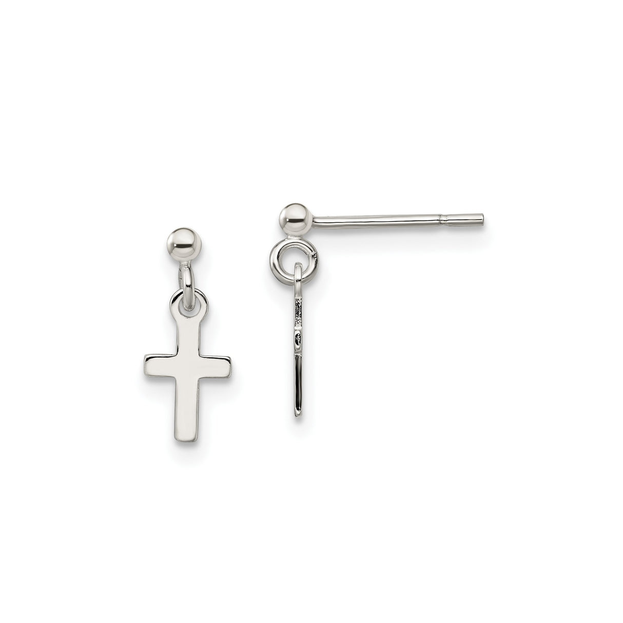 Sterling Silver Cross Pendant, Polished Latin Cross Charm, Modern Religious Jewelry for Men and Women
