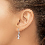 Sterling Silver Dangle Earrings, Fleur de Lis Design, French-Inspired Jewelry for Women