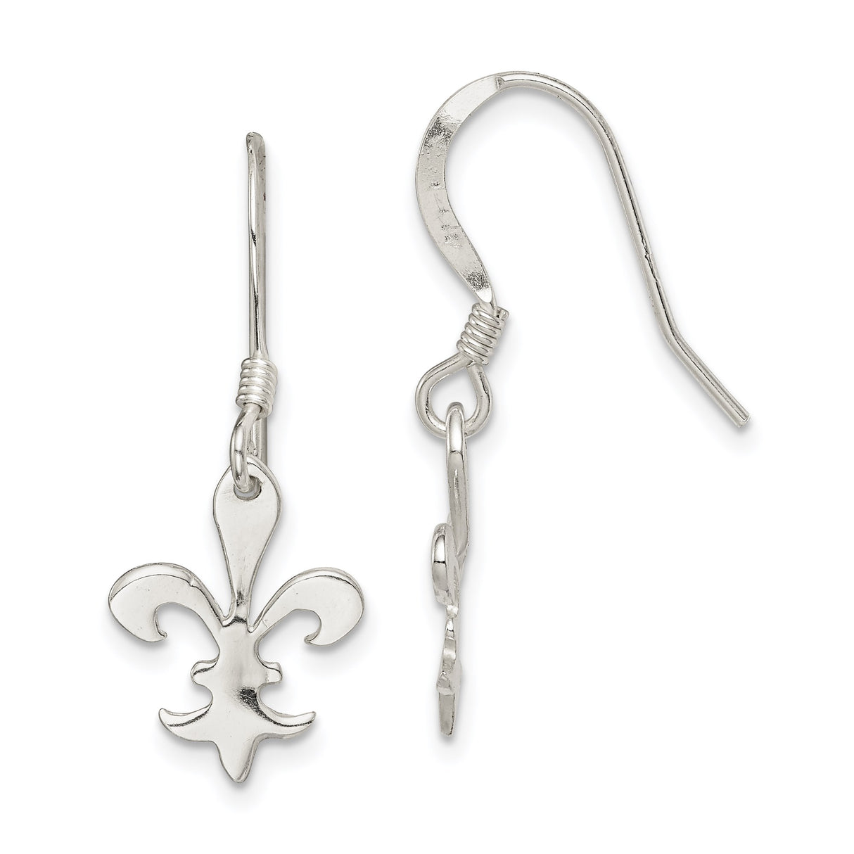 Sterling Silver Dangle Earrings, Fleur de Lis Design, French-Inspired Jewelry for Women
