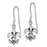 Sterling Silver Dangle Earrings with Fleur De Lis French Heritage Design for Women