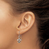 Sterling Silver Dangle Earrings with Fleur De Lis French Heritage Design for Women