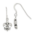 Sterling Silver Dangle Earrings with Fleur De Lis French Heritage Design for Women