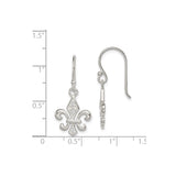 Sterling Silver Fleur de Lis Dangle Earrings with Cubic Zirconia Accents
