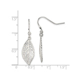 Sterling Silver Leaf Dangle Earrings with Openwork Cutout Design, Nature-Inspired Boho Style