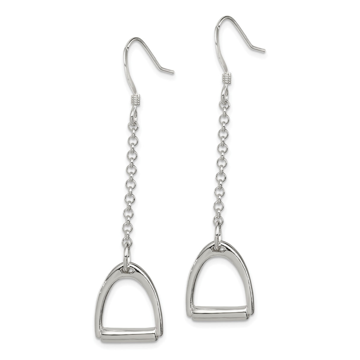 Sterling Silver Dangle Earrings with Stirrup Charm, Equestrian Western Style for Women
