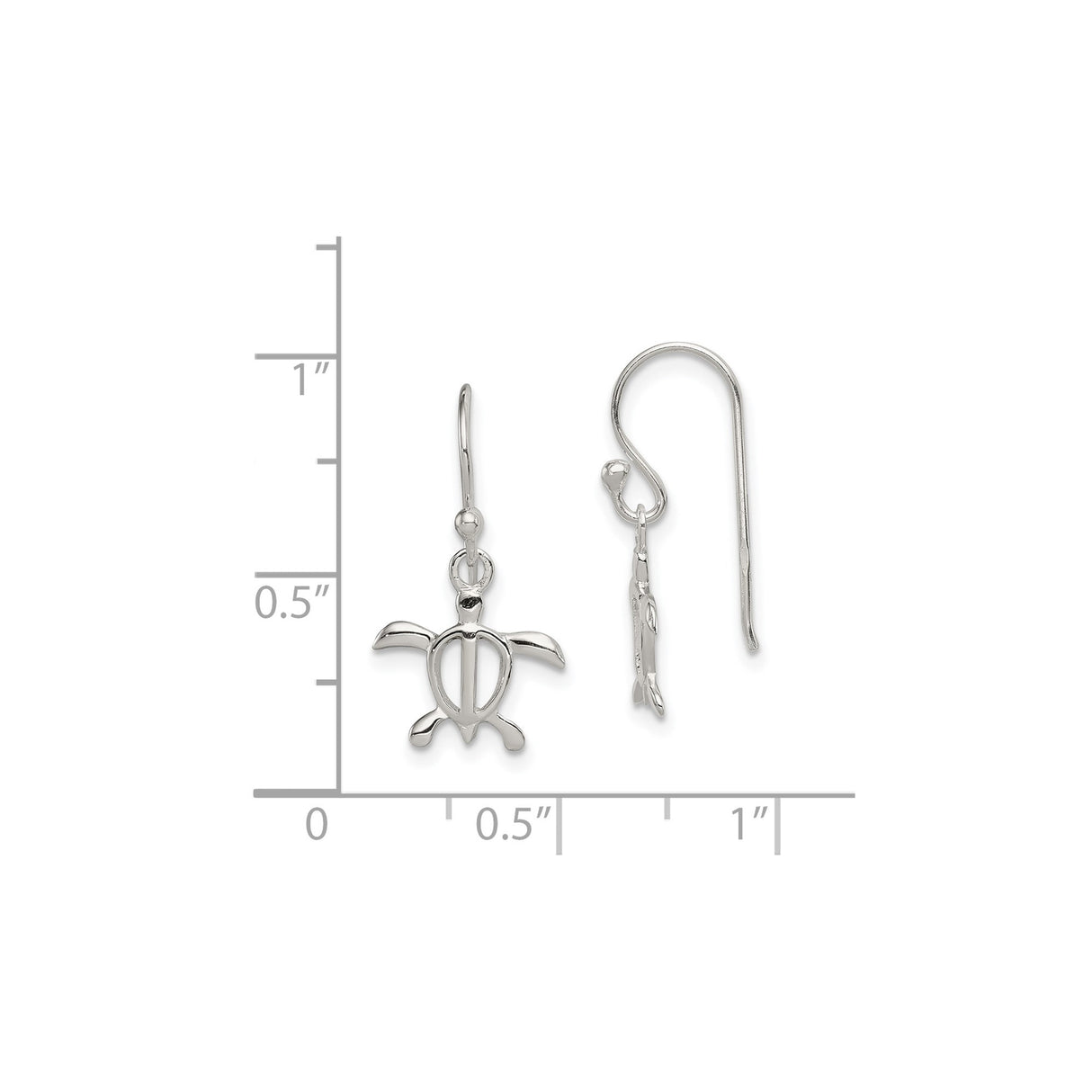 Sterling Silver Dangle Turtle Earrings with Open Design, Ocean Theme Jewelry for Women