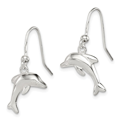 Sterling Silver Dolphin Dangle Earrings with 3D Charms, Ocean Inspired Beach Jewelry