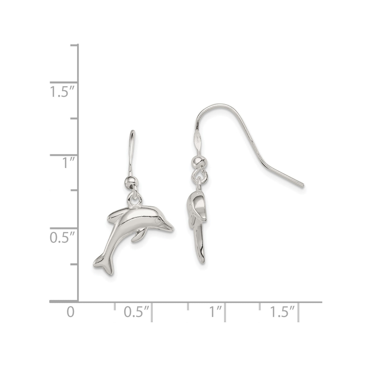 Sterling Silver Dolphin Dangle Earrings with 3D Charms, Ocean Inspired Beach Jewelry