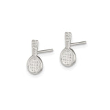 Sterling Silver Tennis Racket Stud Earrings, Miniature Sports Jewelry for Women and Unisex Wear