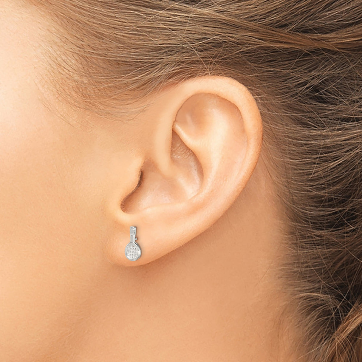 Sterling Silver Tennis Racket Stud Earrings, Miniature Sports Jewelry for Women and Unisex Wear