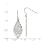Sterling Silver Leaf Filigree Dangle Earrings, Lightweight Teardrop Boho Design for Women