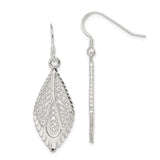 Sterling Silver Leaf Filigree Dangle Earrings, Lightweight Teardrop Boho Design for Women