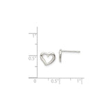 Sterling Silver Heart Stud Earrings, Open Heart Design, Minimalist Romantic Jewelry for Women