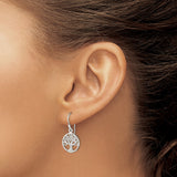 Sterling Silver Dangle Earrings with Cutout Tree of Life Design for Women