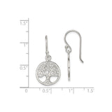 Sterling Silver Dangle Earrings with Cutout Tree of Life Design for Women